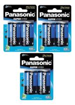 6 Pilhas Grande D Cartela para Rádio Panasonic Comum