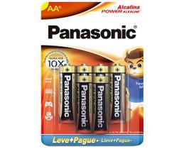 6 Pilhas Pequenas AA Panasonic Alkaline para Câmeras Digitais Brinquedos Lanternas