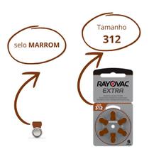 6 Pilhas RAYOVAC Aparelho Auditivo - tam. 312 - SELO MARROM
