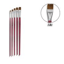 6 Pincel Tigre 181 Chato Longo Orelha de Boi N. do 04 Ao 14