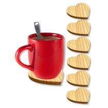 6 Pires Madeira Pinus Coração 15Cm Mesa Posta Xícara E Copo