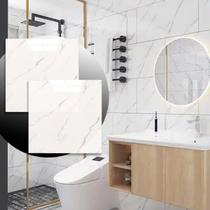 6 Placas Adesiva Parede Painel Branco Mármore 60x60cm Top