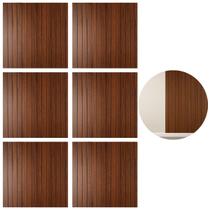 6 Placas Adesiva Ripada 3D Marrom 60x60cm P/ Parede