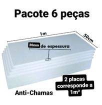 6 placas de isopor eps antichamas 20mm, tamanho 100 x 50cm