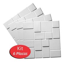 6 Placas Revestimento 3D Decorativo 50X50 Parede Geométrico