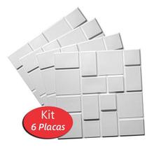 6 Placas Revestimento 3D Decorativo 50X50 Parede Geométrico