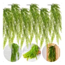 6 Plantas Artificiais Pendente Samambaia Folhagem Toque Real
