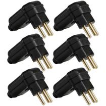 6 Plug Macho 3 Pinos 10a 90 Graus Preto Margirius