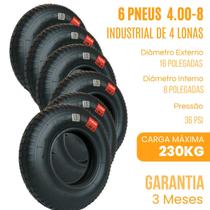 6 Pneus TOAK 4.80 4.00.8, Aro 8, fabricado em 4 lonas, ideal para carrinho de carga de Armazém e Industrial 6 Pneus TOAK 4.80 4.00.8, Aro 8, fabricado em 4 lonas, ideal para carrinho de carga de Armazém e Industrial
