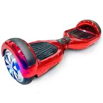 6 Polegadas Hoverboard Skate Eletrico Infantil Crianca Bluetooth Bivolt Com Leds Colorido Roda Overboard Vermelho Cromado