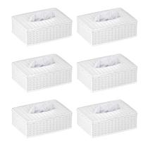 6 Porta Lenços de Papel com Abertura Plástico Rattan