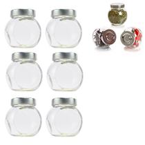 6 Porta Potes De Condimentos Vidro Tampa Cromada 100ml