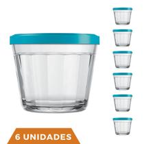 6 Pote Americano Vidro C/Tampa Cores Amlimento 150ml Nadir