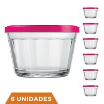 6 Pote Americano Vidro C/Tampa Cores Amlimento 600ml Nadir