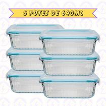 6 Pote Canelado Retangular 640ML Tampa Hermética Frutas Fit Alimentos 6 Pote Canelado Retangular 640ML Tampa Hermética Frutas Fit Alimentos