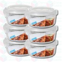 6 Pote de Vidro Hermetico c/ Tampa 4 Travas Redondo 400ML