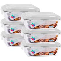 6 Pote Hermetico 370ML Retangular Pequeno Papinha Geladeira