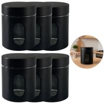 6 Pote Hermético de Vidro 700ml com Tampa de Metal e Visor