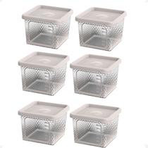 6 Pote Para Alimentos Transparente Prisma 430ml Com Tampa