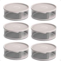 6 Pote Para Alimentos Transparente Redondo 370 Ml Com Tampa