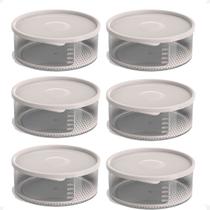 6 Pote Para Alimentos Transparente Redondo 370 ml Com Tampa