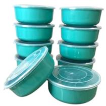 6 Pote Plástico 750 Ml Redondo C/ Tampa Marmita Salada BPA