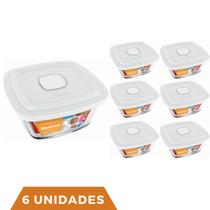 6 Potes De Vidro Facilita Vap Quadrado Com Tampa 1L Marinex 6 Potes De Vidro Facilita Vap Quadrado Com Tampa 1L Marinex