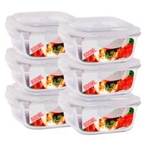 6 Potes Hermetico 800ml Quadrado Vidro Microondas Multiuso