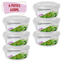 6 Potes Hermetico Redondo Vidro Microondas Multiuso 620ml 6 Potes Hermetico Redondo Vidro Microondas Multiuso 620ml