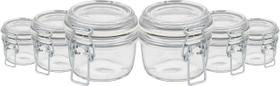 6 Potes Herméticos Em Vidro Tampa Transparente 125ml Fido