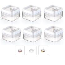 6 Potes Mantimentos Acrílico Quadrado 400 ML Sal Açúcar Bolacha 6 Potes Mantimentos Acrílico Quadrado 400 ML Sal Açúcar Bolacha