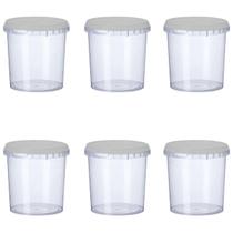 6 Potes Para Alimentos 500Ml Transparente Com Tampa 11X9,5Cm