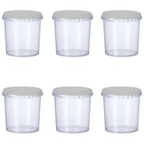 6 Potes Para Alimentos 500ML Transparente Com Tampa 11x9,5Cm