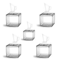 6 Potes Quadrado Com Tampa 5l Em Cristal Ps + 6 Conchas