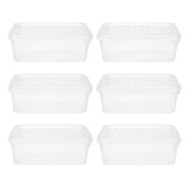 6 Potes Retangulares 500ml Com Tampa Plástico Para Armazenar Alimentos e Mantimentos