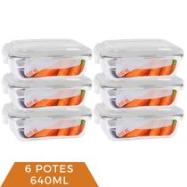 6 Potes Vidro 640ml Marmita Fitness Tampa Hermética 4 Travas 6 Potes Vidro 640ml Marmita Fitness Tampa Hermética 4 Travas