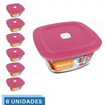 6 Potes Vidro Facilita Quadrado Marmita 500Ml Marinex 6 Potes Vidro Facilita Quadrado Marmita 500Ml Marinex