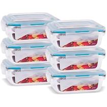 6 Potes Vidro Retangular Hermético 370ml - Quality House 6 Potes Vidro Retangular Hermético 370ml - Quality House