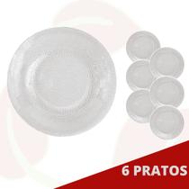 6 Prato Acqua Redondo Raso 23CM Duralex Almoço Comida Jantar