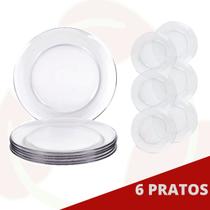 6 Prato Astral Raso 22,6CM Transparente Refeição Duralex