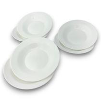6 Prato Fundo Sobremesa Vidro Opalino Branco Mesa Posta 20cm 6 Prato Fundo Sobremesa Vidro Opalino Branco Mesa Posta 20cm