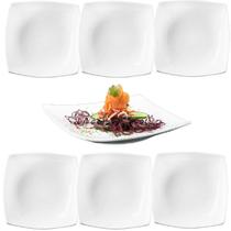 6 Prato Quadrado Raso em Melamina Premium 21cm Restaurante