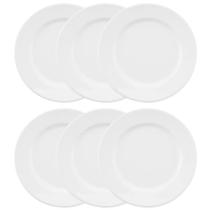 6 Prato Redondo Raso Branco De Porcelana 28cm Com aba Oxford. 4911