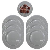 6 Pratos 20cm em Melamina Cinza Resistente Hotel