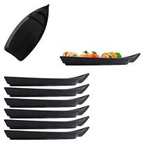 6 Pratos Barco Travessa Melamina Comida Japonesa Sushi 26cm