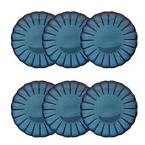 6 Pratos Concha Scallop Em Cerâmica 21cm Azul Mesa Sobremesa