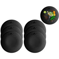 6 Pratos em Melamina Japonesa Oriental Preto Kanpai 25cm 6 Pratos em Melamina Japonesa Oriental Preto Kanpai 25cm