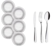 6 Pratos Fundo Diamante E 18 Talheres Inox 6 Pratos Fundo Diamante E 18 Talheres Inox