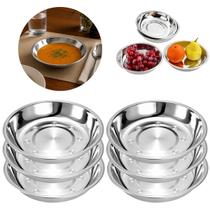 6 Pratos Fundo Inox 21cm Pote Saladeira Mesa Posta