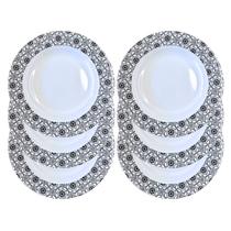 6 Pratos Fundo Melamina 25cm Preto para Buffet Restaurantes